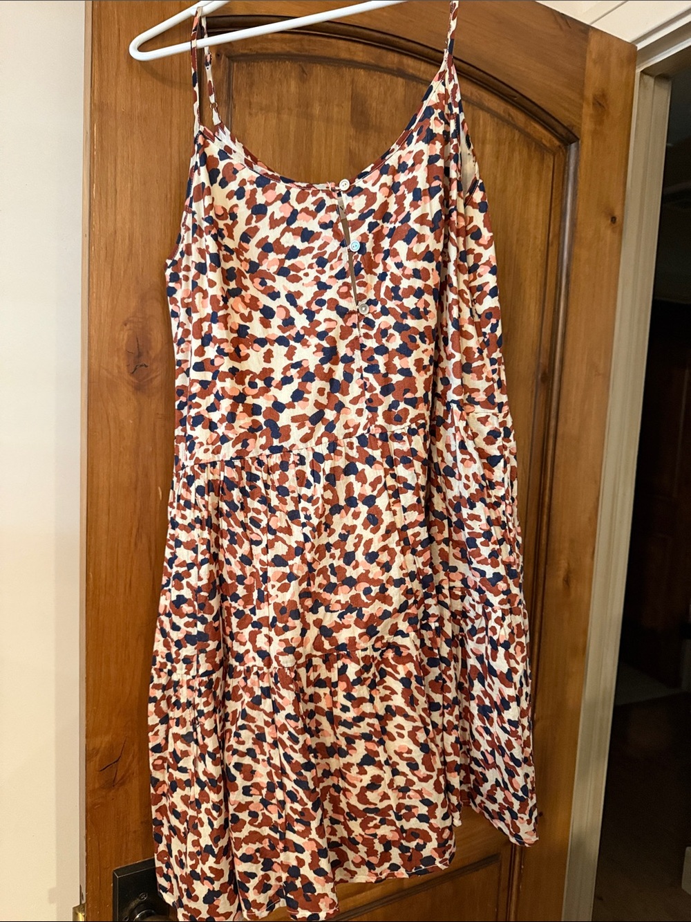Velvet by Graham & Spencer Cream Dress with Rust & Navy Spot Print